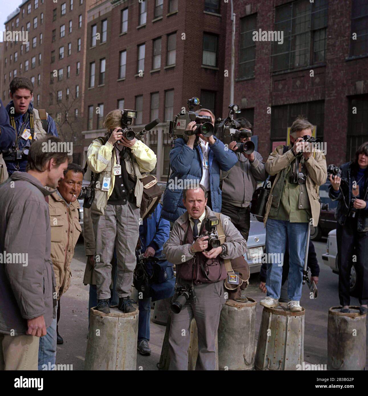 Fotogiornalisti sulla campagna presidenziale Jesse Jackson nel Bronx, New York City Foto Stock
