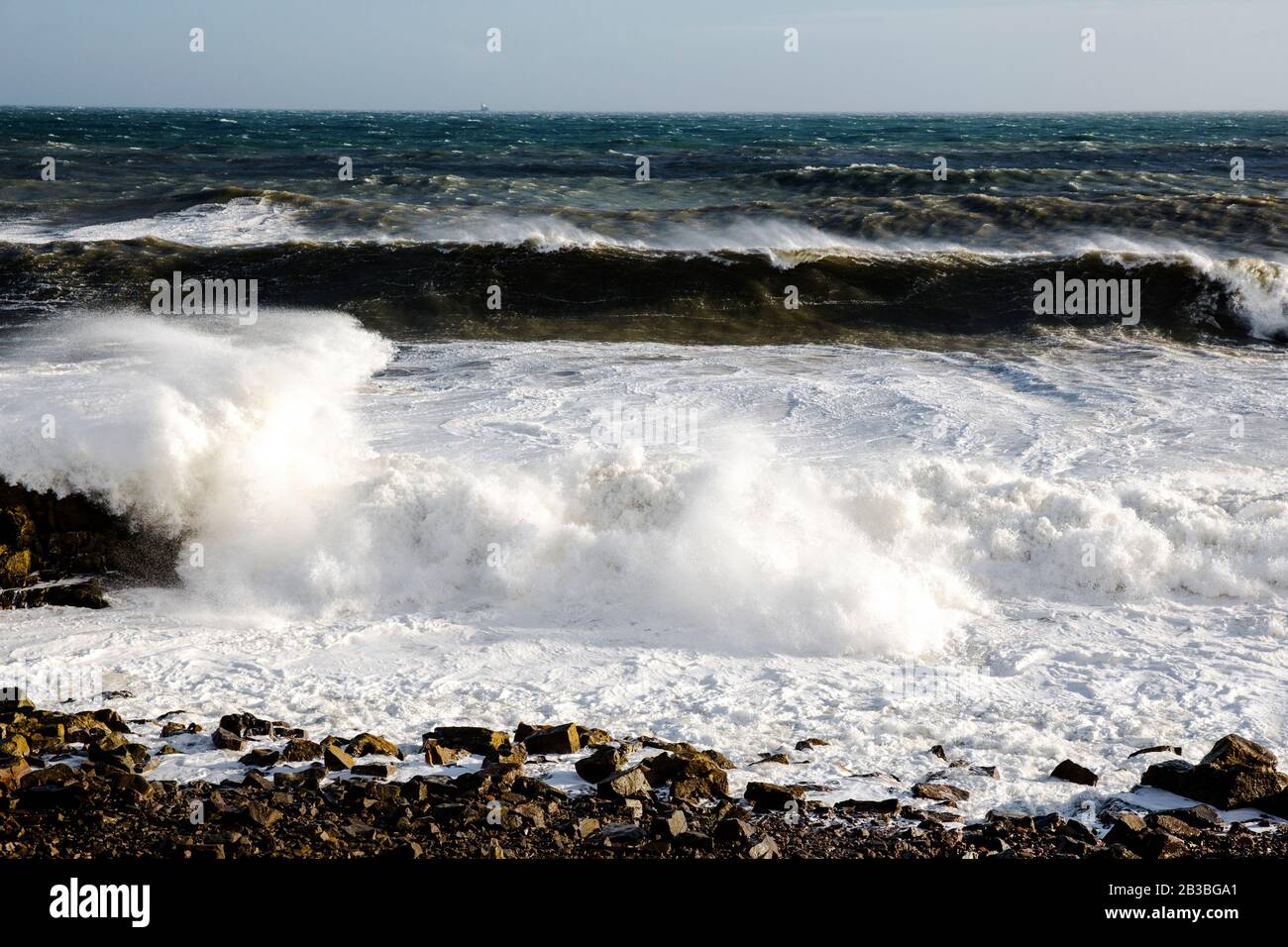 Foto Delle Onde Del Mare Di Storty A Grayhope Bay, Aberdeen Coast, Scozia Foto Stock