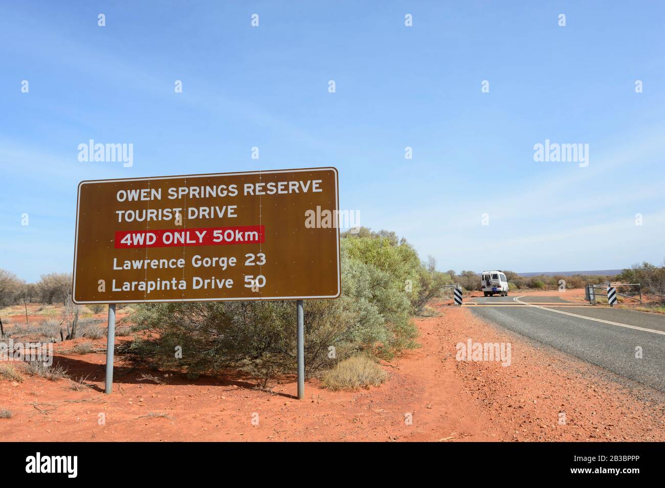 Indicazioni per la Owen Springs Reserve Tourist Drive, Northern Territory, NT, Australia Foto Stock