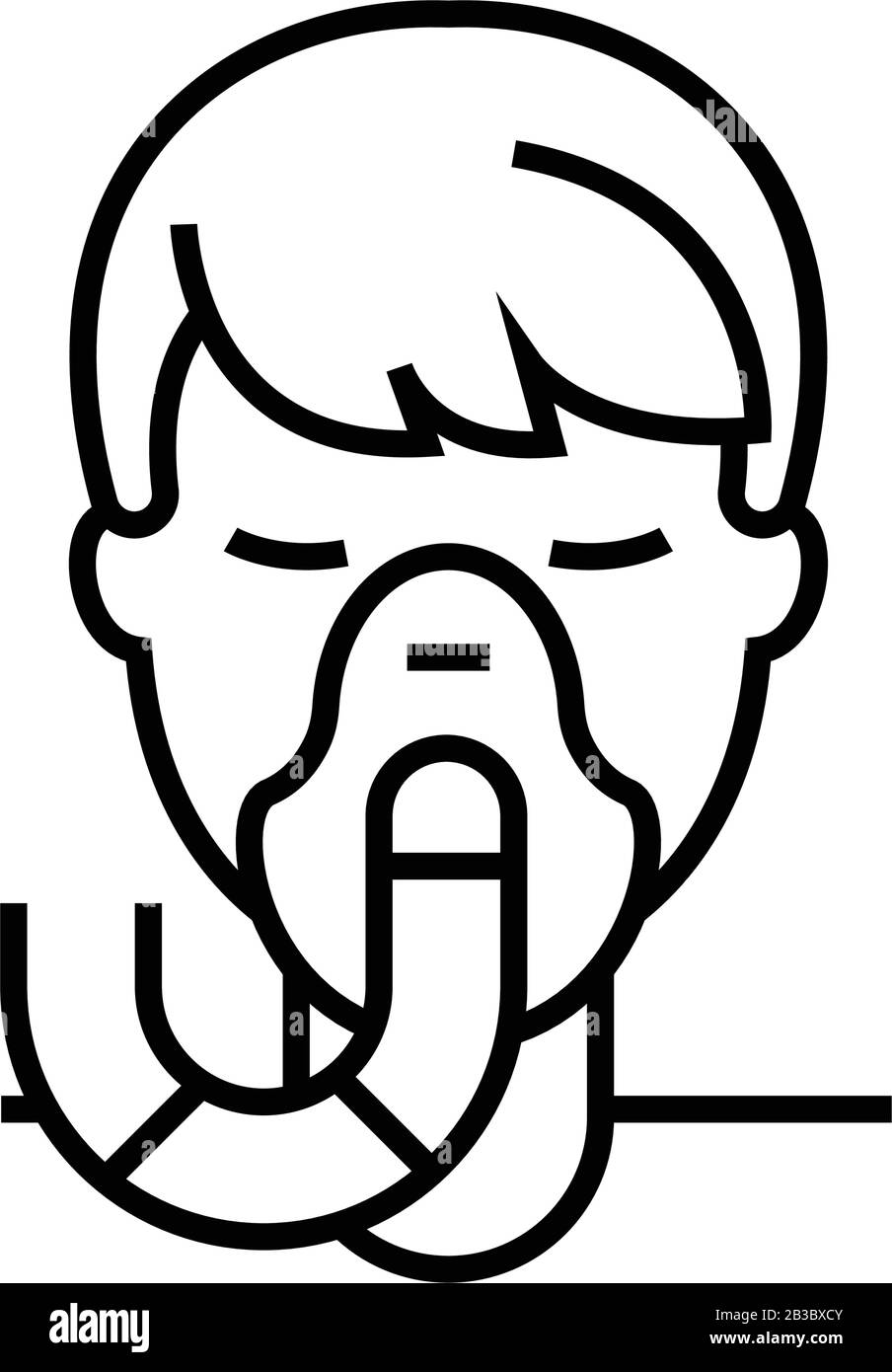 Senza icona della linea di ossigeno, simbolo concettuale, illustrazione del vettore di contorno, simbolo lineare. Illustrazione Vettoriale