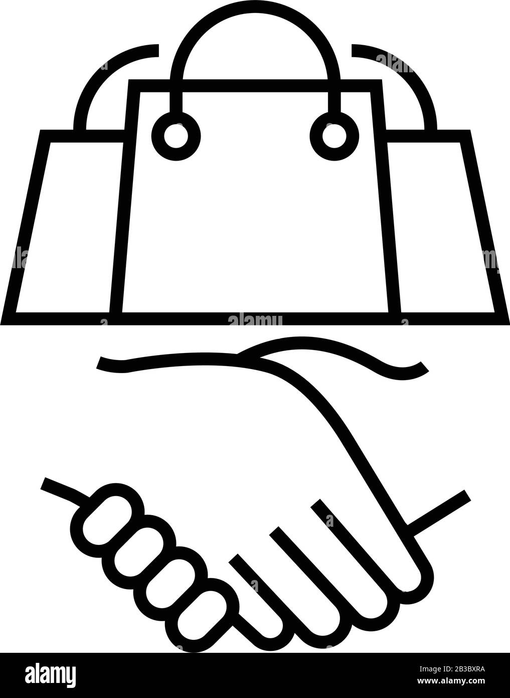 Icona della linea di transazione commerciale, simbolo concettuale, illustrazione del vettore di contorno, simbolo lineare. Illustrazione Vettoriale