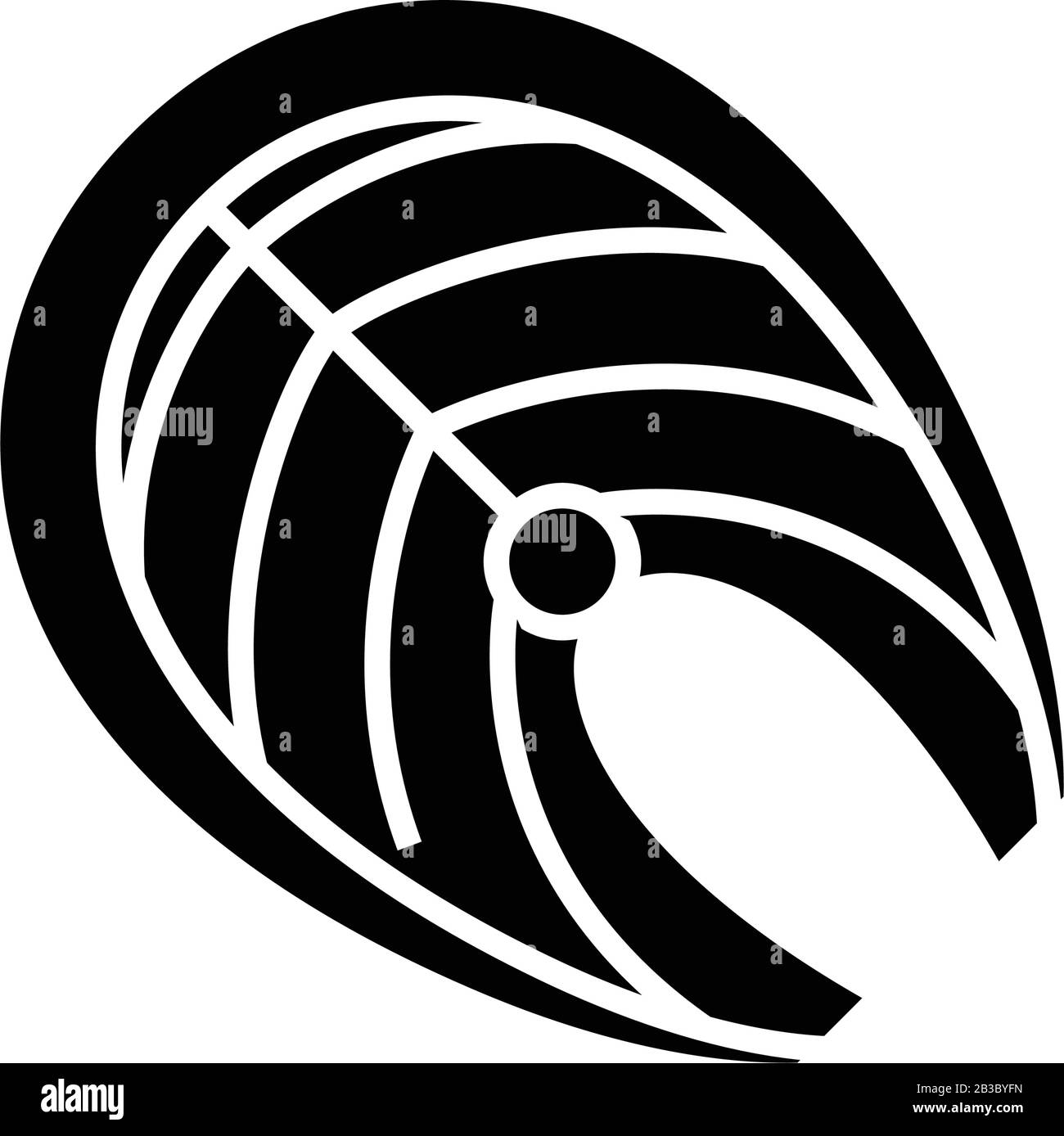 Pezzo di pesce nero icona, concetto di illustrazione, vettore piatto simbolo, glifo segno. Illustrazione Vettoriale