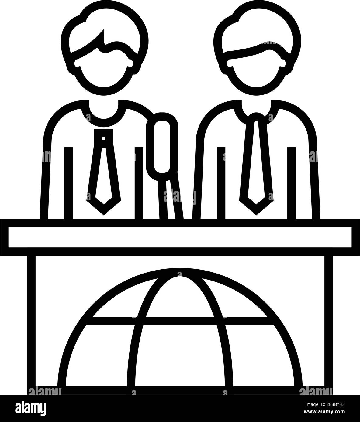 Icona World Trade Line, simbolo concettuale, illustrazione vettoriale outline, simbolo lineare. Illustrazione Vettoriale