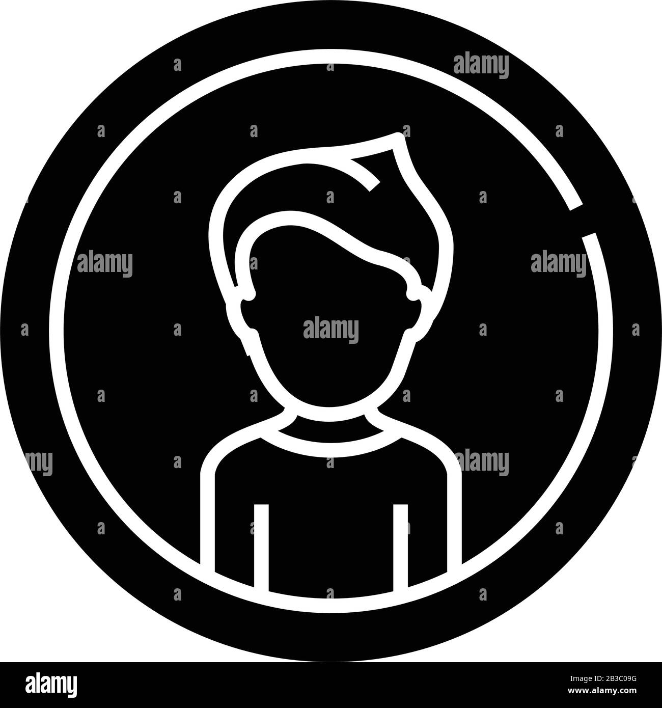 Icona del profilo nero, illustrazione concettuale, simbolo piatto vettoriale, simbolo glifo. Illustrazione Vettoriale