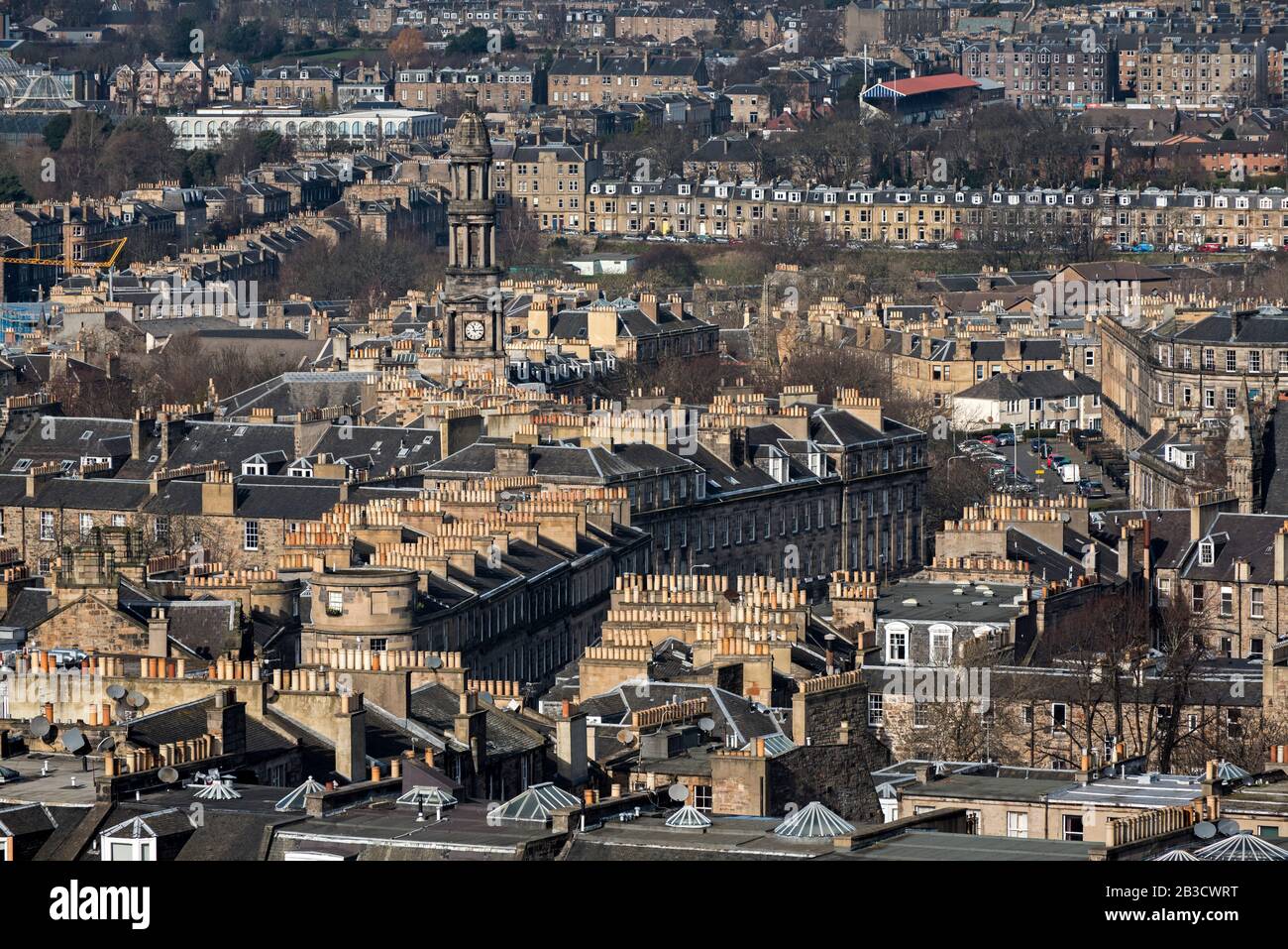 Vista del nord da Edimburgo Calton Hill, Edimburgo, Scozia, Regno Unito. Foto Stock