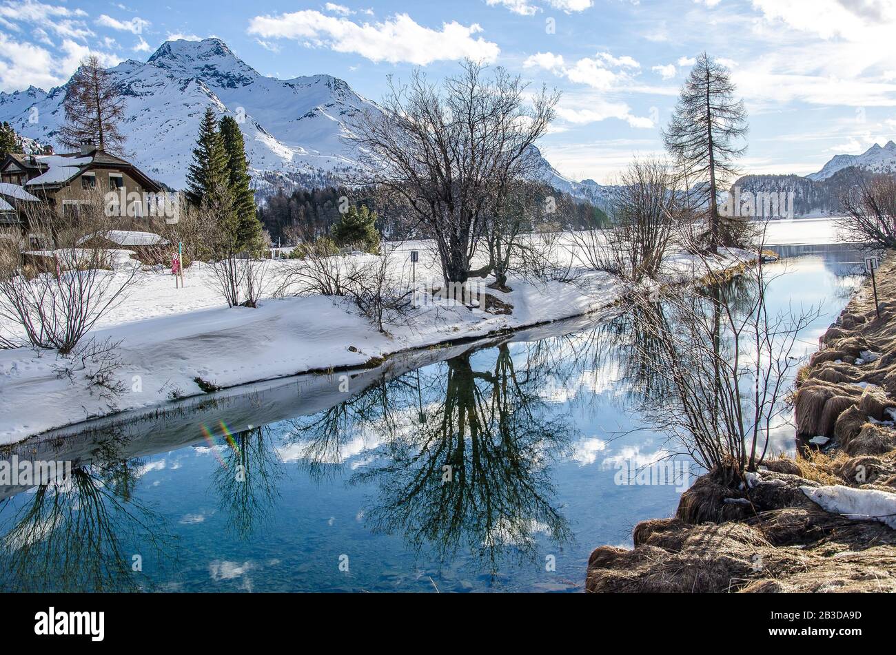 Godetevi una vacanza invernale a Sils/Segl im Engadin Foto Stock