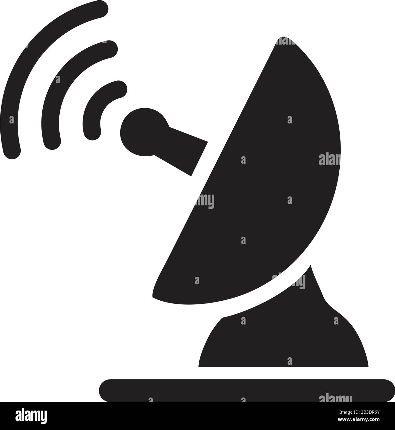 Modello icona antenna satellitare colore nero modificabile. Simbolo dell'icona dell'antenna satellitare immagine vettoriale piatta per la progettazione grafica e del Web. Illustrazione Vettoriale