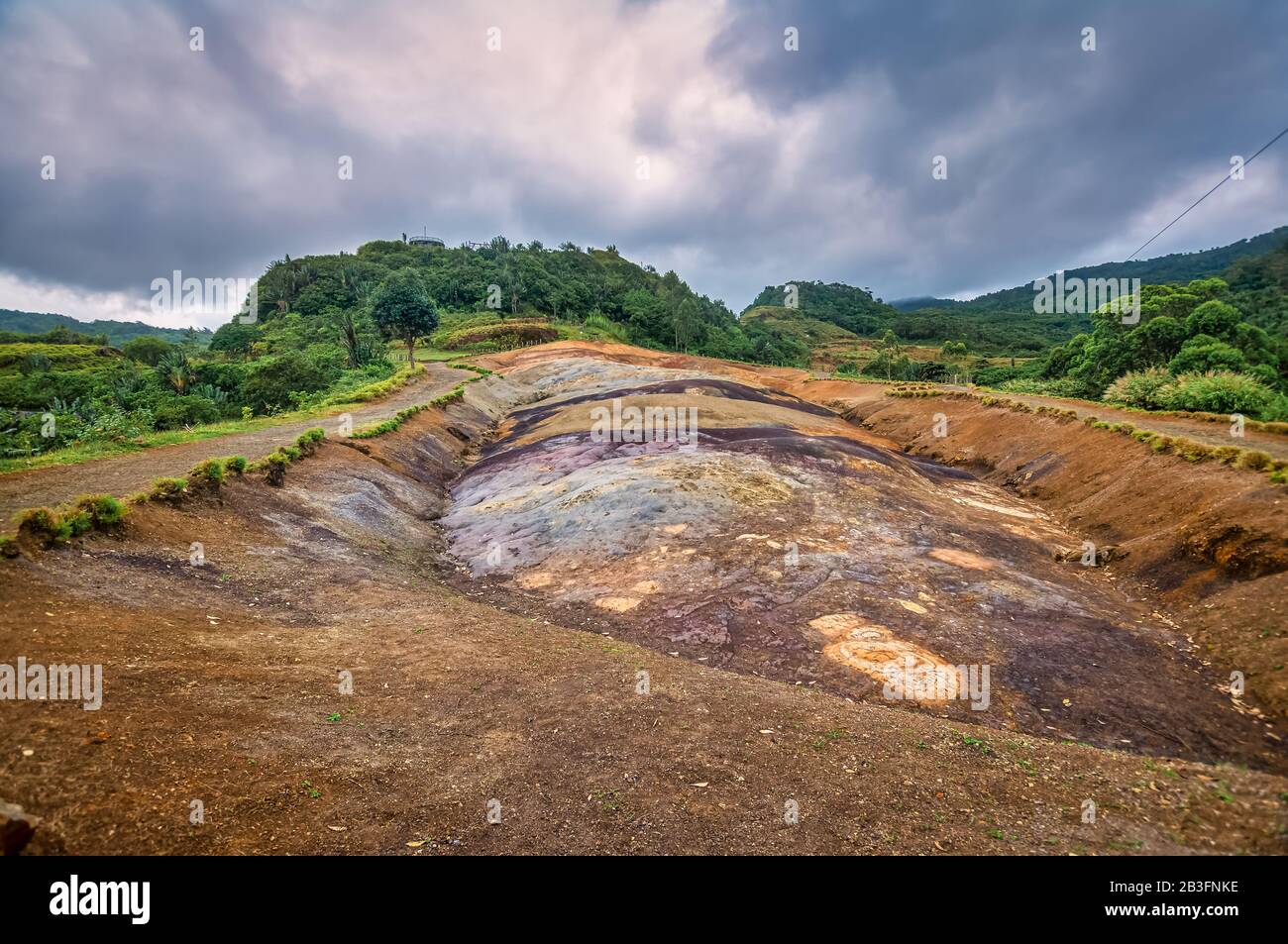 Chamarel sette terre colorate sull'isola di Mauritius. Foto Stock