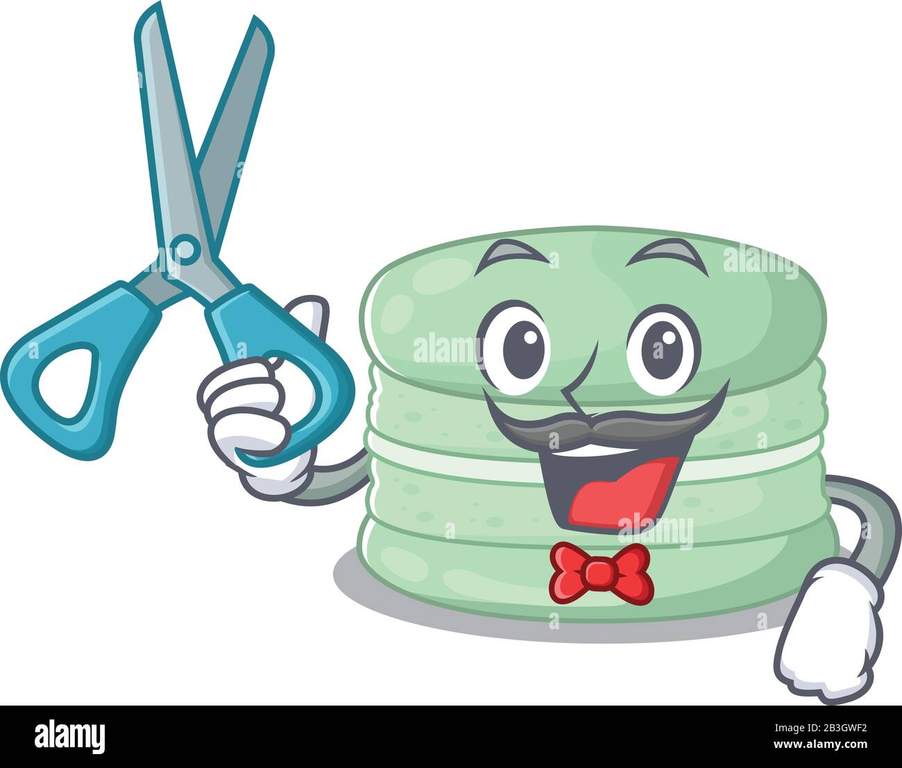 Personaggio cartoon Dallo Stile Sportivo barbiere pistacchio macaron Illustrazione Vettoriale