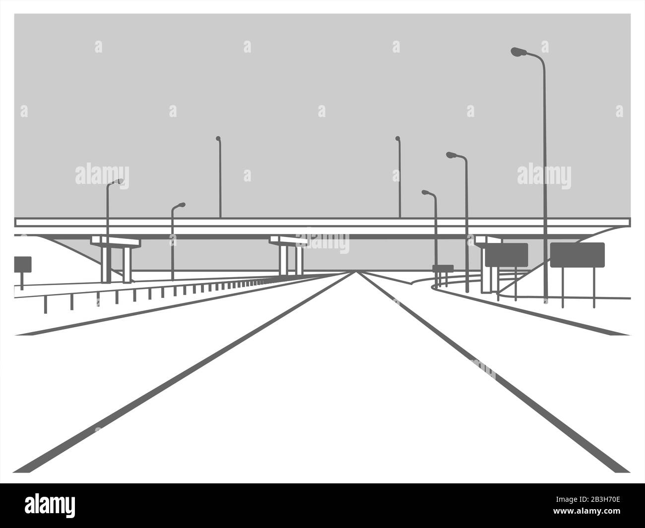 Superamento. Incrocio Stradale. La Strada Passa Sotto Il Ponte. Strada Sopraelevata. Immagine Vettoriale Stilizzata. Illustrazione Vettoriale