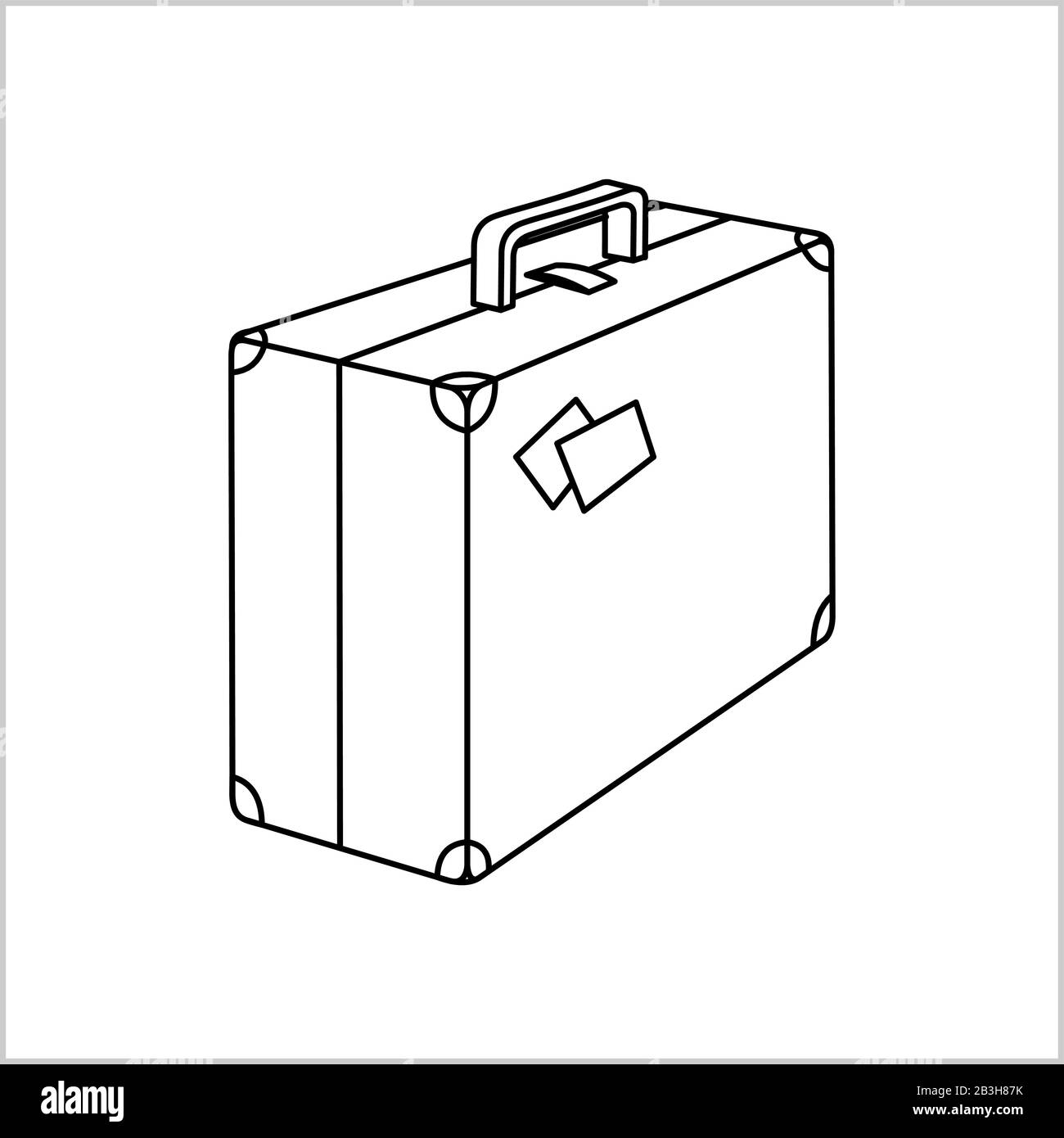Valigia Vector Con Adesivi. Retro Suitcase Con Angoli In Metallo. Per Il  Libro Da Colorare Per Bambini Immagine e Vettoriale - Alamy