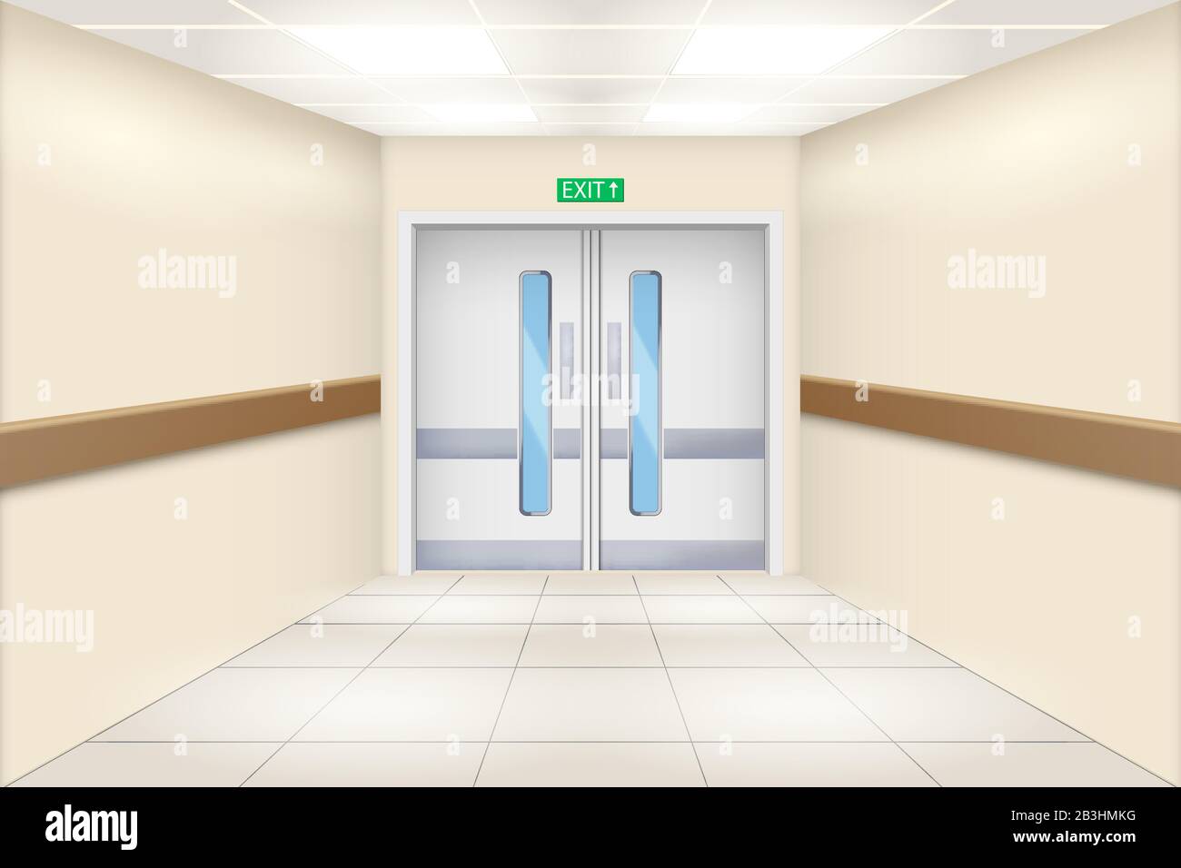 Ospedale e porte doppie. Illustrazione Vettoriale