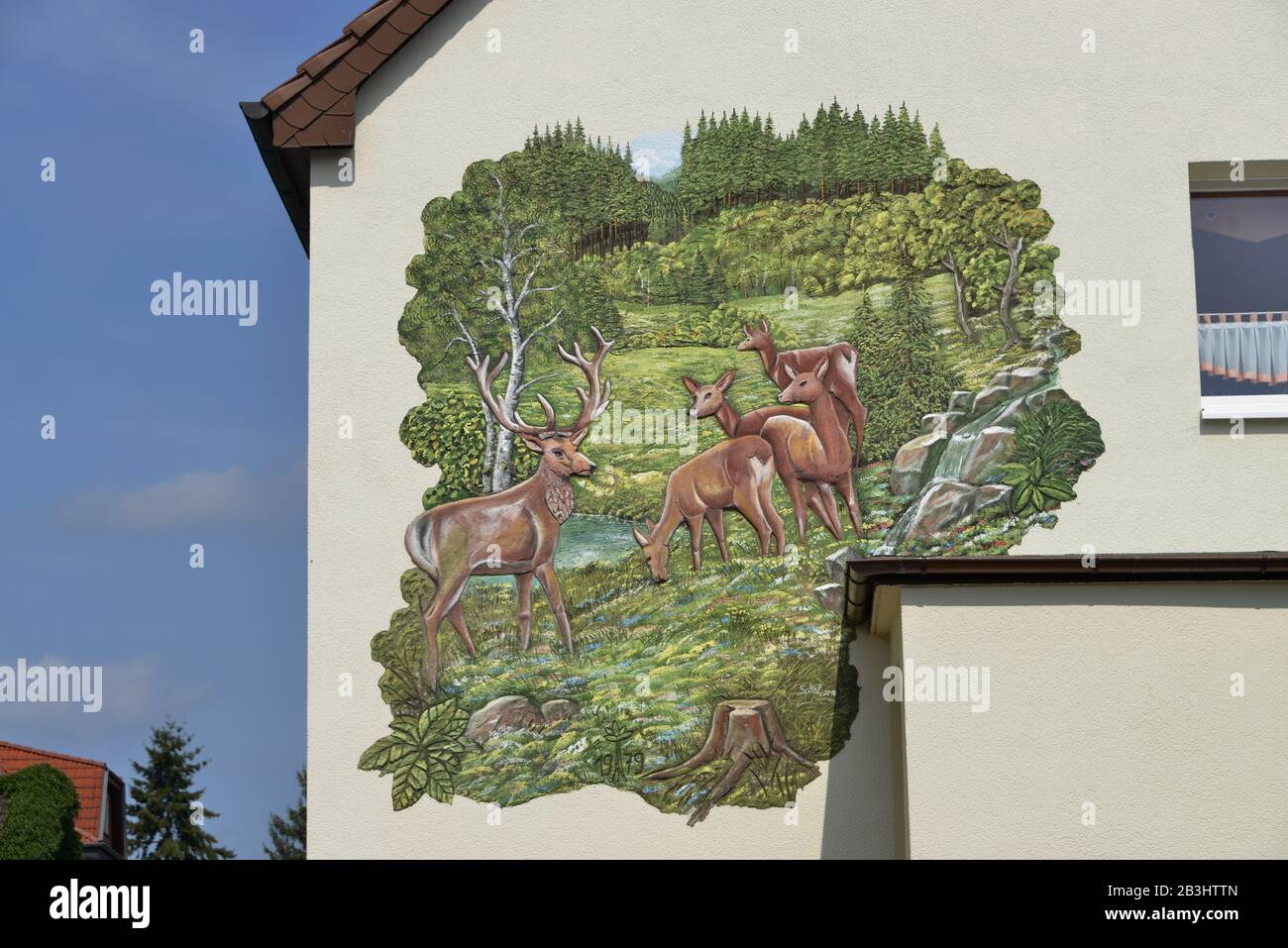 Wandmalerei, Gerstungen, Thueringen, Deutschland Foto Stock