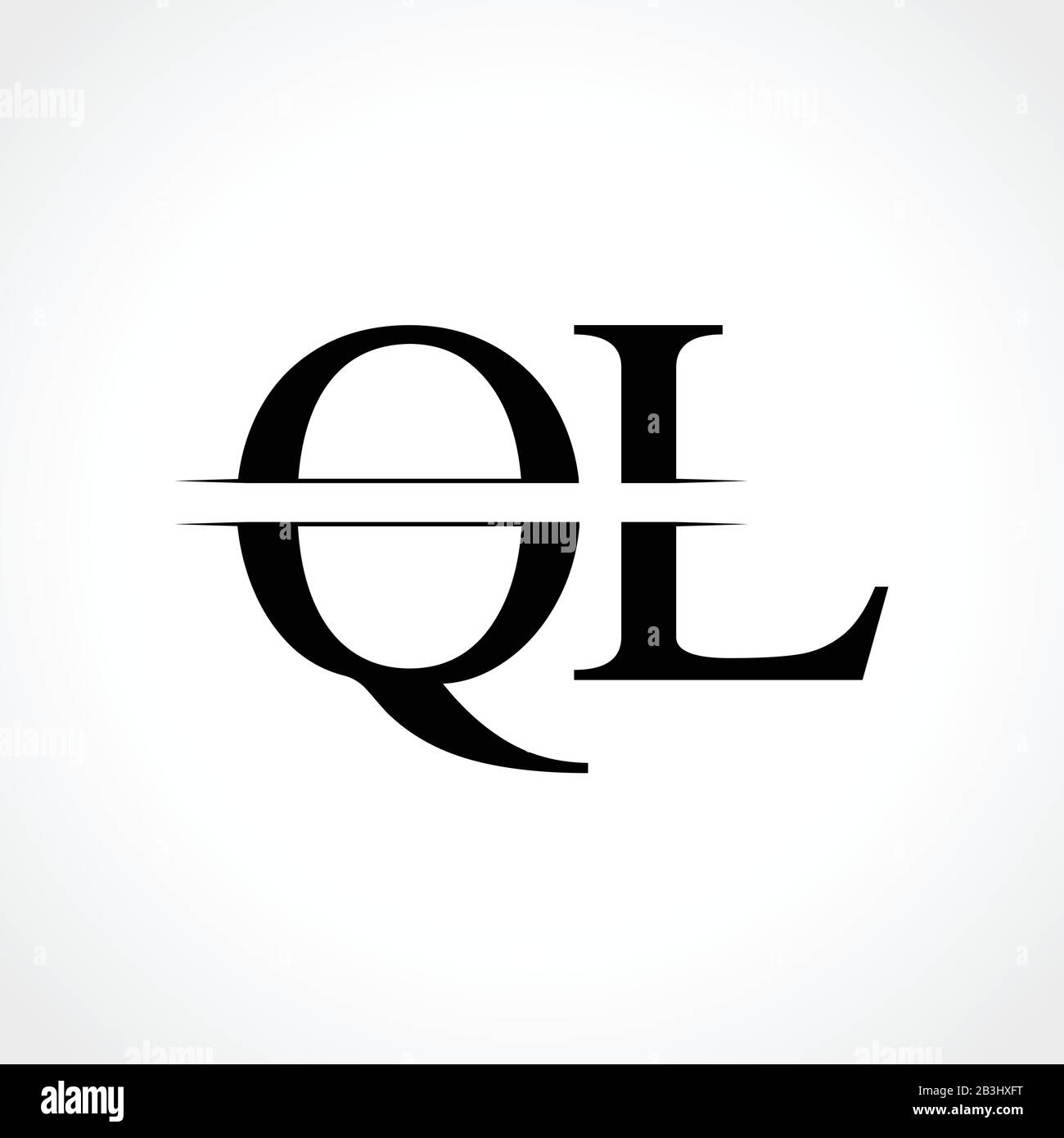 Modello Vettore Di Disegno Con Logo Ql Lettera Monogramma Iniziale. Logo Letter Ql Nero Illustrazione Vettoriale