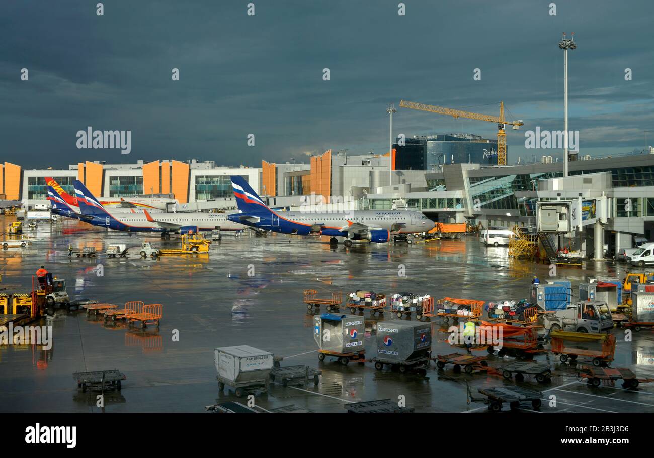 Flugzeuge, Flughafen, Scheremetjewo, Moskau, Russland Foto Stock