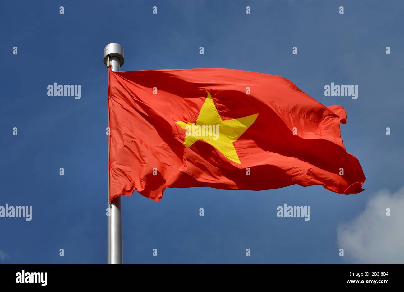 Nationalfahne, Ba-Dinh-Platz, Hanoi, Vietnam Foto Stock