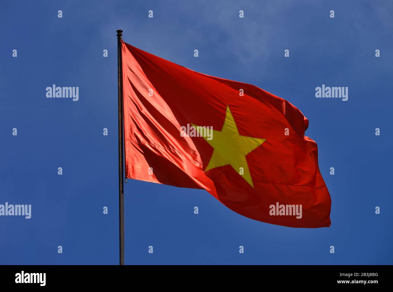 Nationalfahne, Ba-Dinh-Platz, Hanoi, Vietnam Foto Stock