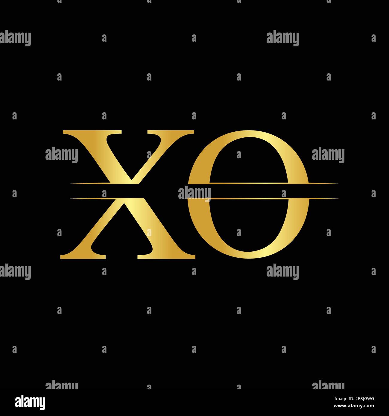Logo Xo Creative Letter Vector Con Colore Oro. Disegno Astratto Del Logo Xo Della Lettera Collegata Illustrazione Vettoriale