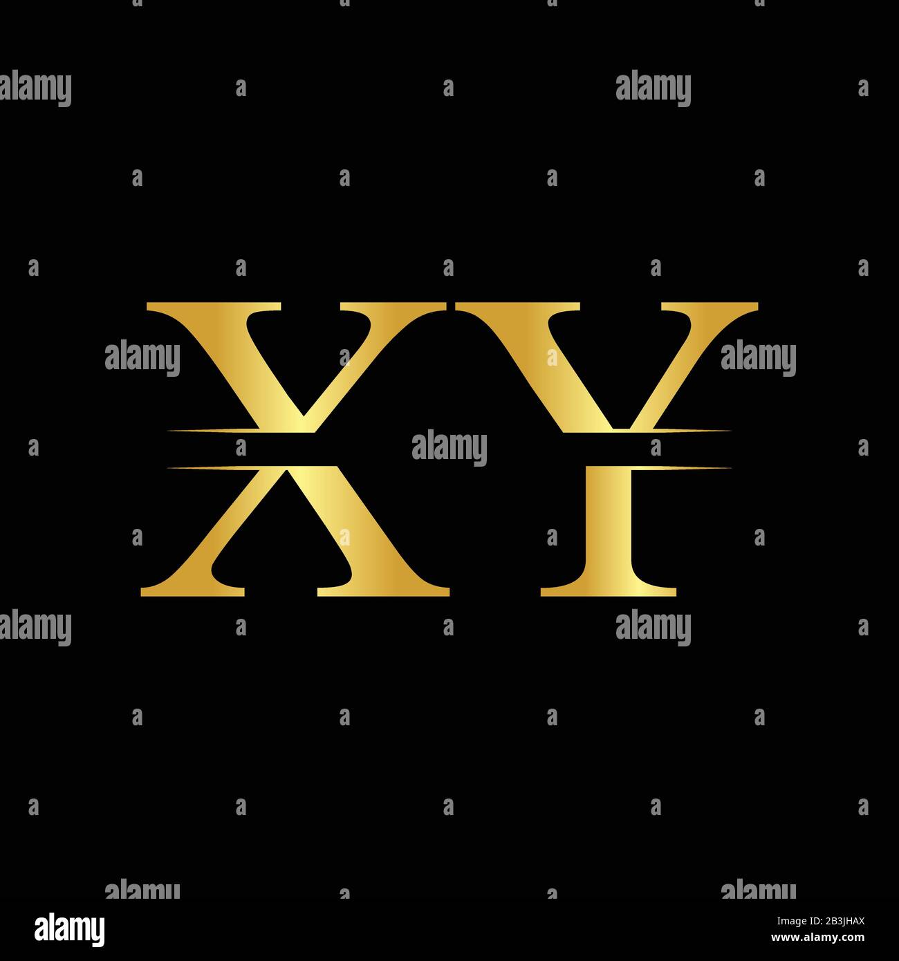 Vettore Logo Xy Creative Letter Con Colore Oro. Disegno Del Logo Xy Con Lettera Collegata Astratta Illustrazione Vettoriale