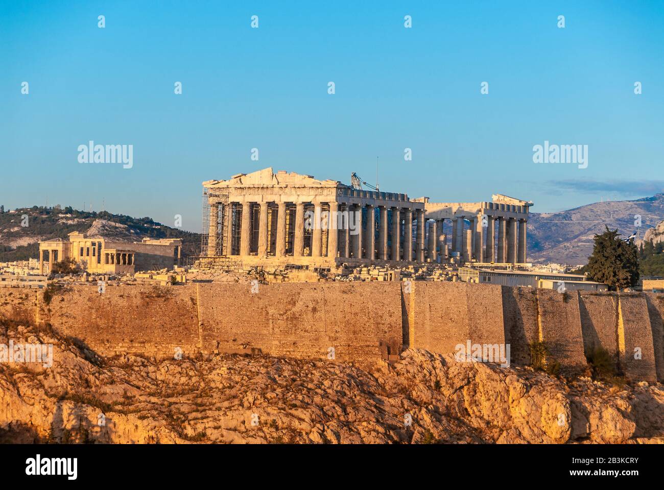 Acropoli, Partenone, Erodes Attico Odeon, Collina Di Lykavittos, Atene, Grecia Foto Stock