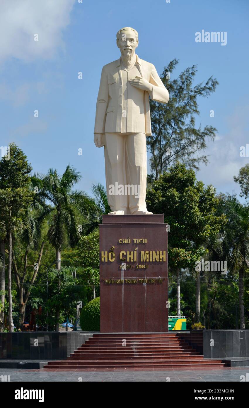 Statua, Ho Chi Minh, Sa Dec, Mekongdelta, Vietnam Foto Stock