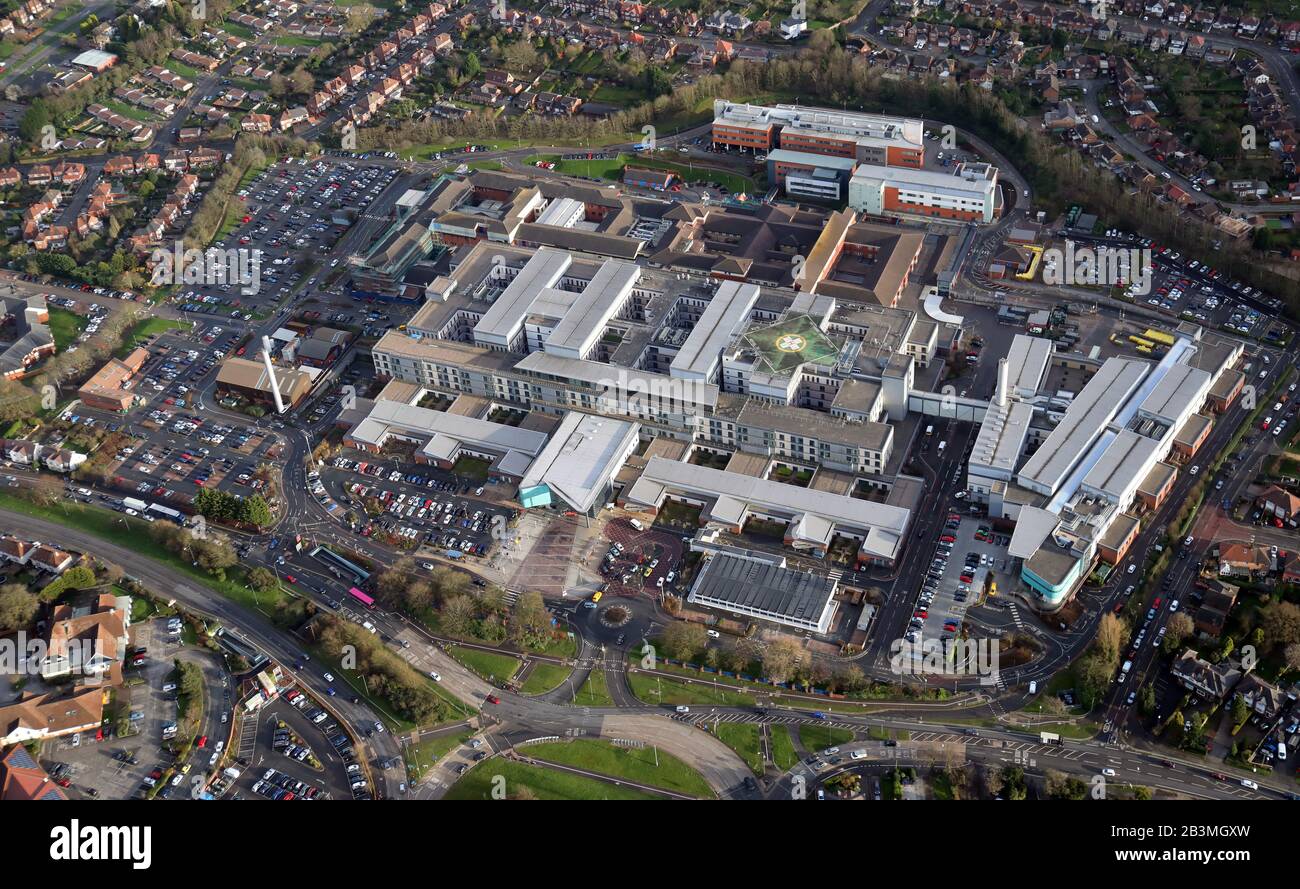 Vista aerea del Royal Derby Hospital Foto Stock