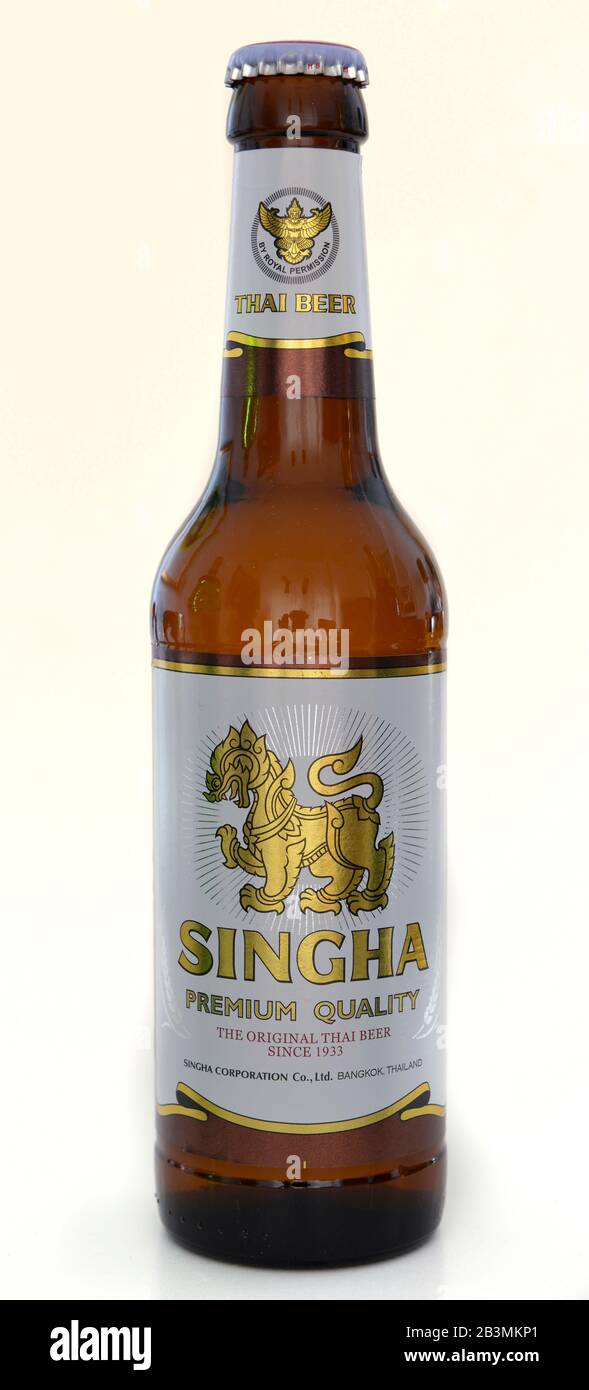 Flasche, Singha Bier, Tailandia Foto Stock