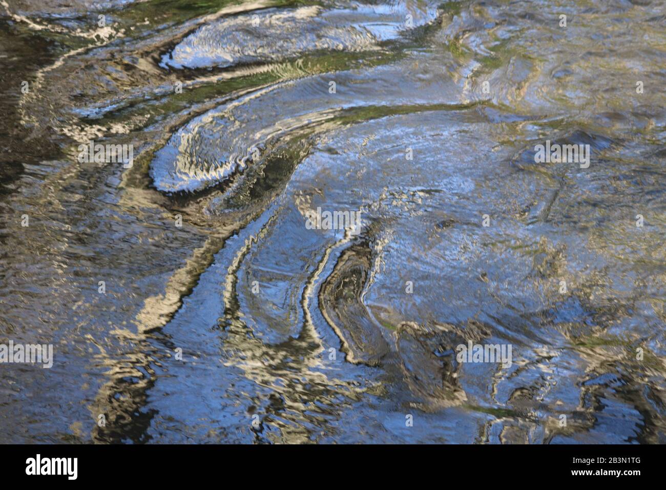 Modelli astratti nei riflessi d'acqua del fiume Foto Stock