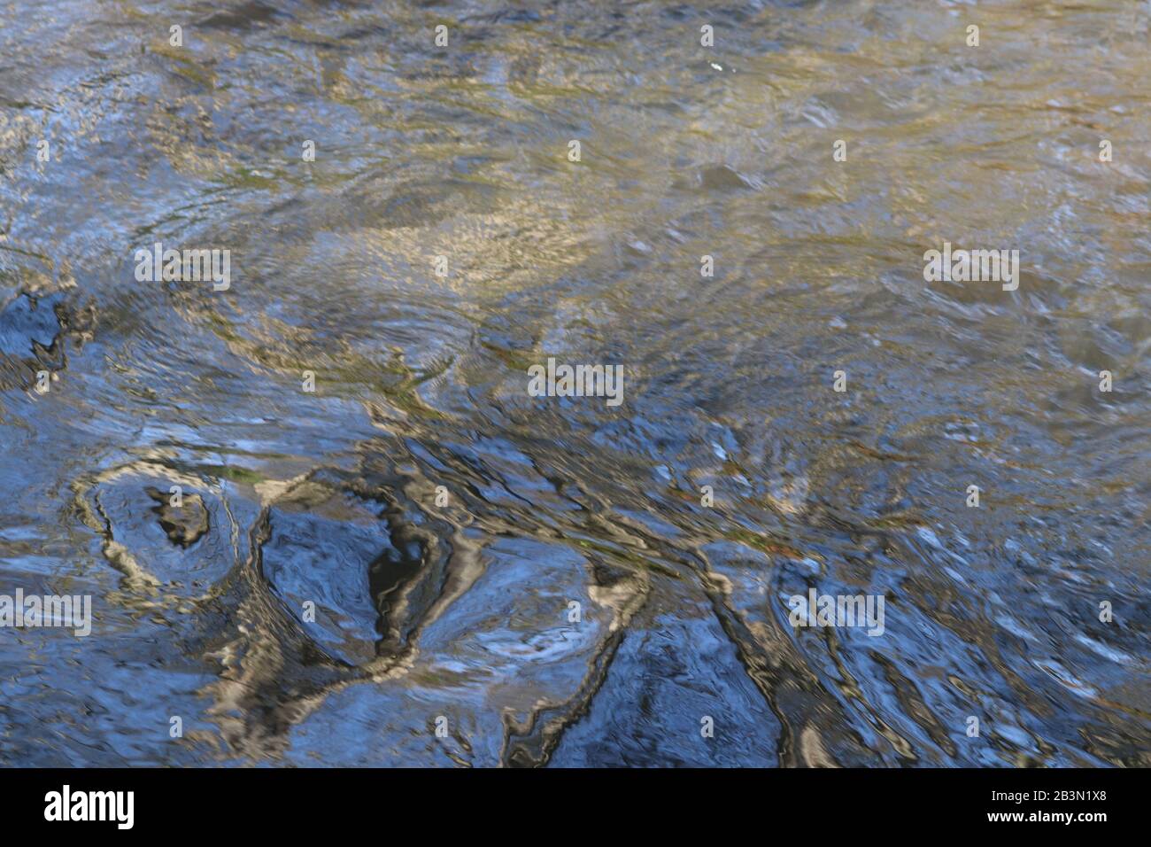 Modelli astratti nei riflessi d'acqua del fiume Foto Stock