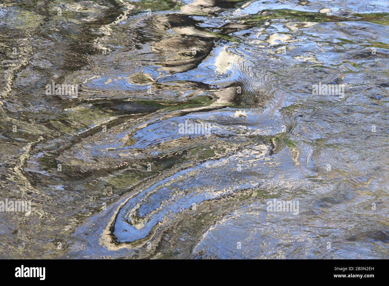 Modelli astratti nei riflessi d'acqua del fiume Foto Stock