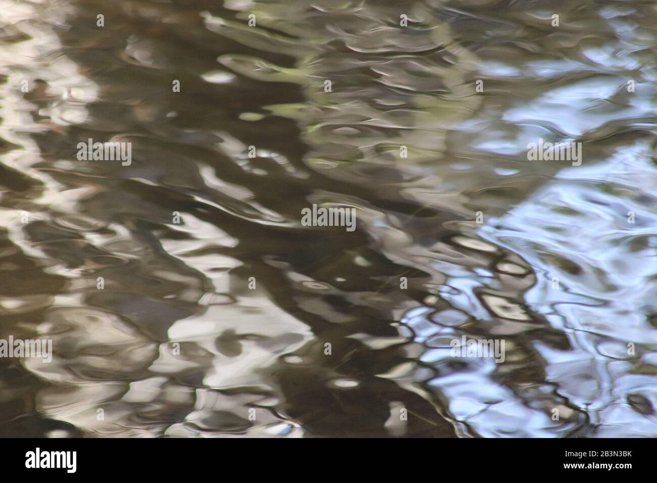 Modelli astratti nei riflessi d'acqua del fiume Foto Stock
