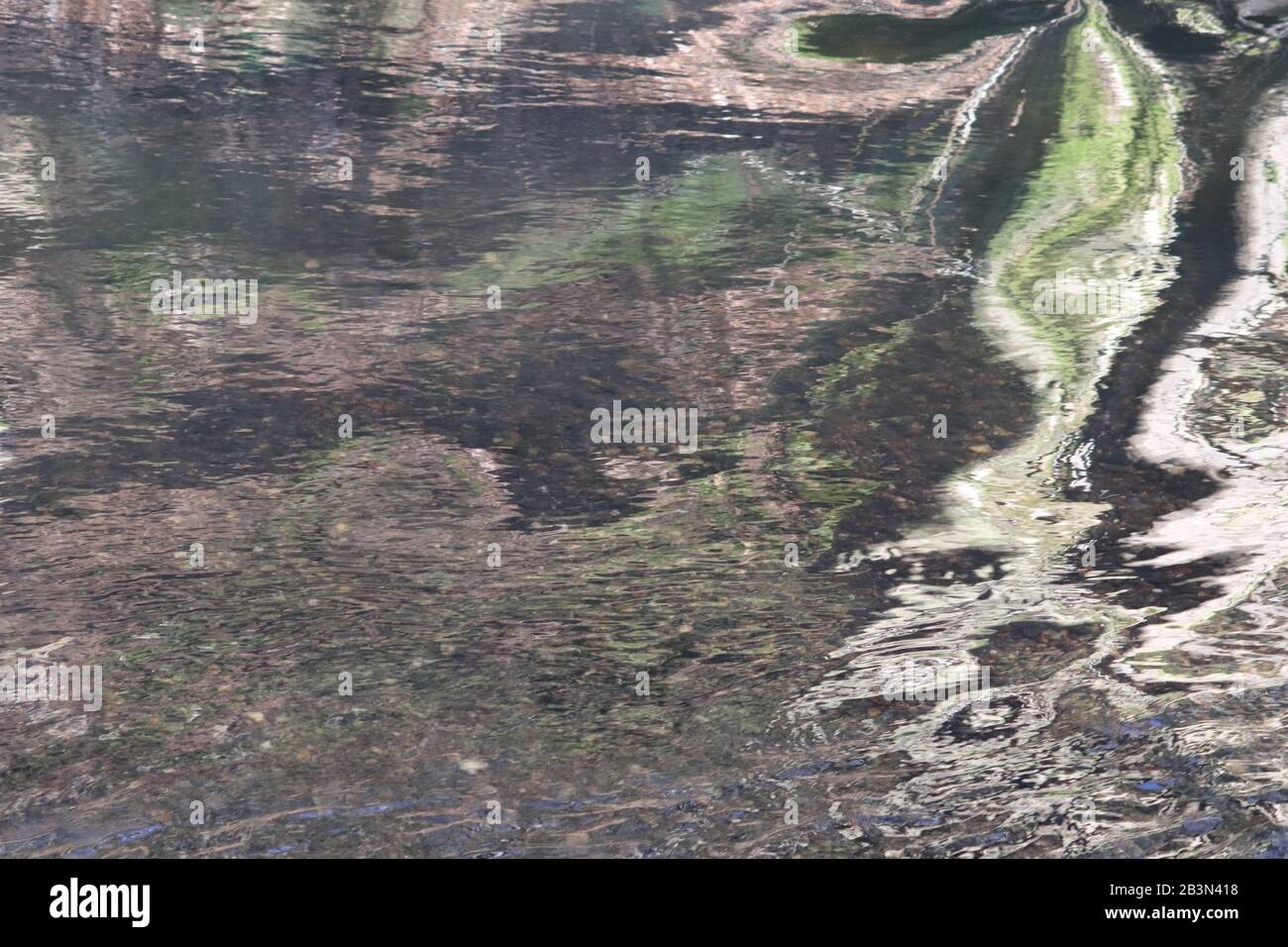 Modelli astratti nei riflessi d'acqua del fiume Foto Stock