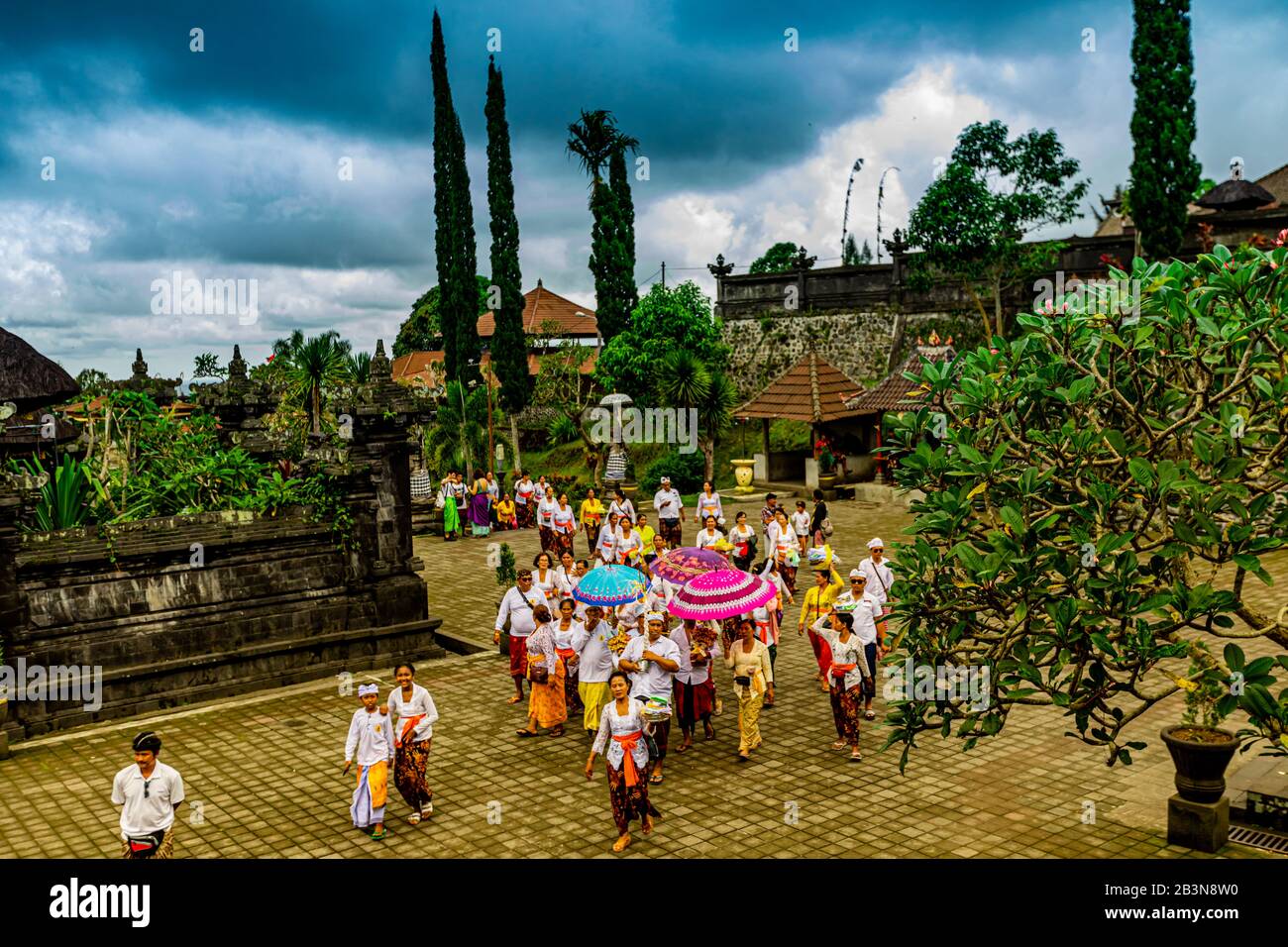 Il Tempio Besakih, il più grande e sacro tempio della religione indù a Bali, Indonesia, Sud-Est asiatico, Asia Foto Stock