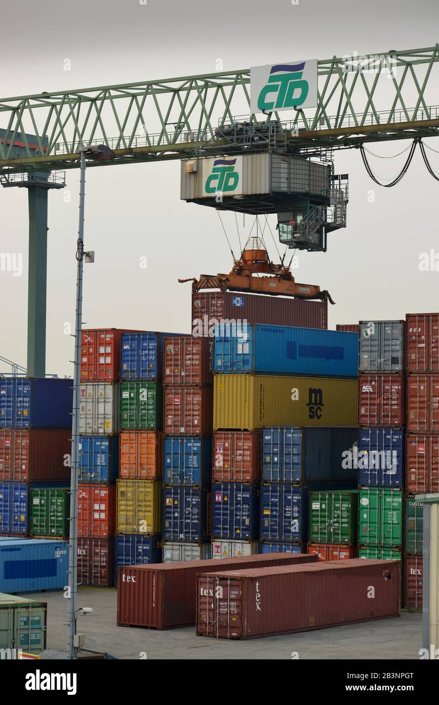 Contenitore Hafen Dortmund, Nordrhein-Westfalen, Deutschland Foto Stock