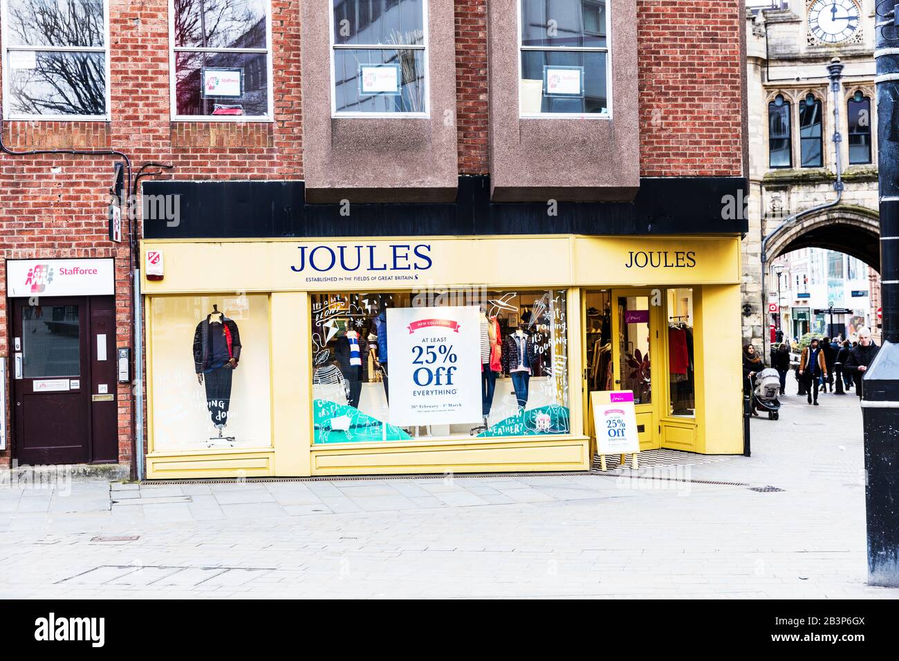 Negozio di abbigliamento Joules, joules abbigliamento, joules negozio, joules, joules vestiti, Lincoln City, UK, Inghilterra, logo, segno, negozio, negozio, Foto Stock