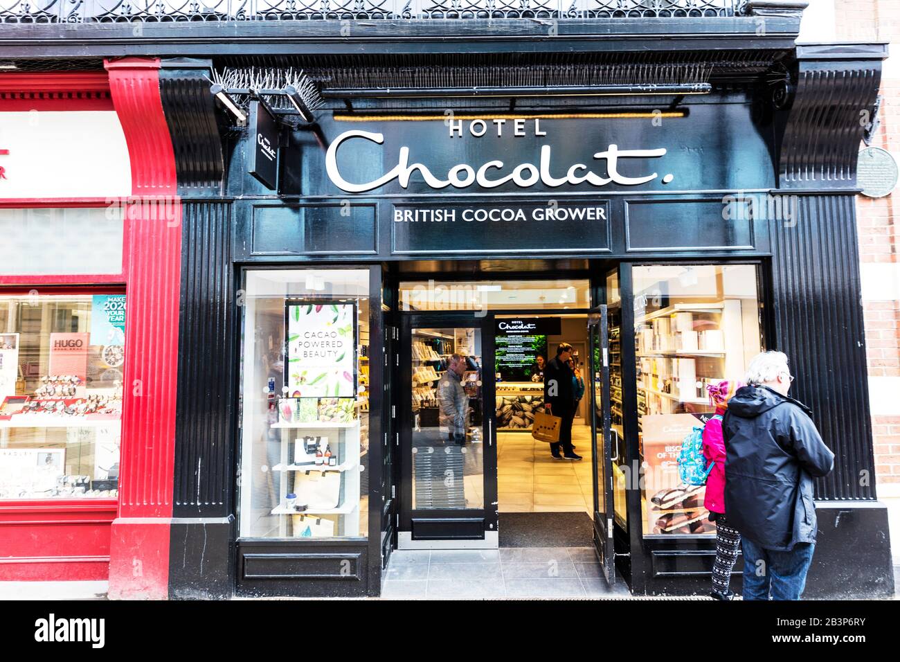 Hotel Chocolat catena di lusso cioccolato negozio Lincoln City, Regno Unito, Inghilterra, Hotel Chocolat negozio, Hotel Chocolat negozio, negozio, logo, negozio, segno, Foto Stock
