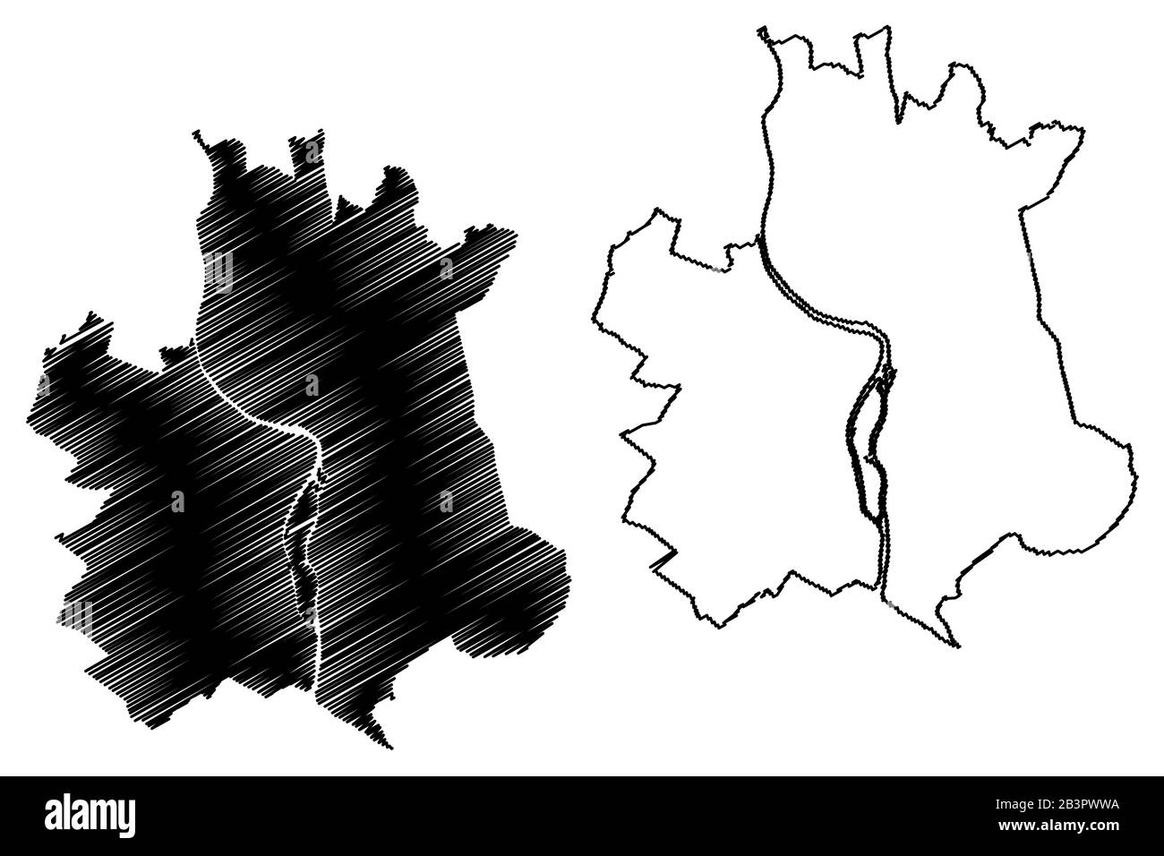 Toulouse City (Repubblica francese, Francia, Occitanie) mappa vettore illustrazione, abbozzare schizzo Città di Tolosa mappa Illustrazione Vettoriale