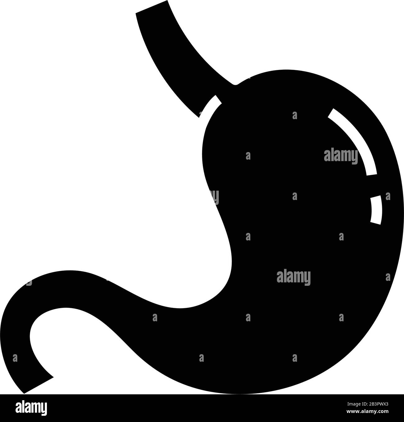 Icona nera di scansione dello stomaco, illustrazione concettuale, simbolo piatto vettoriale, simbolo glifo. Illustrazione Vettoriale