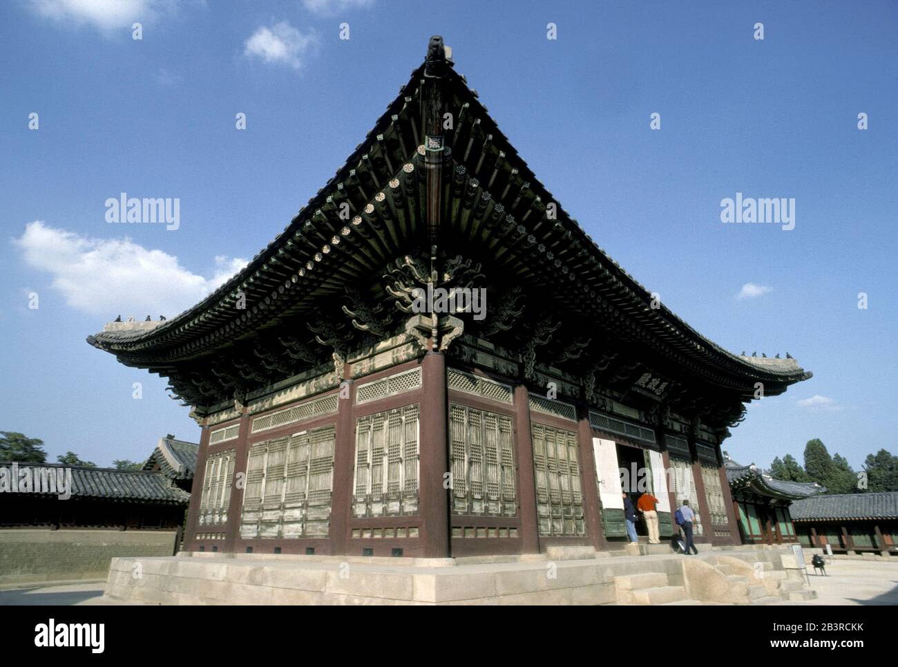 Seul, Corea, 1988: Antico palazzo Gyeongbokgung in centro, risale al 1395. ©Bob Daemmrich Foto Stock