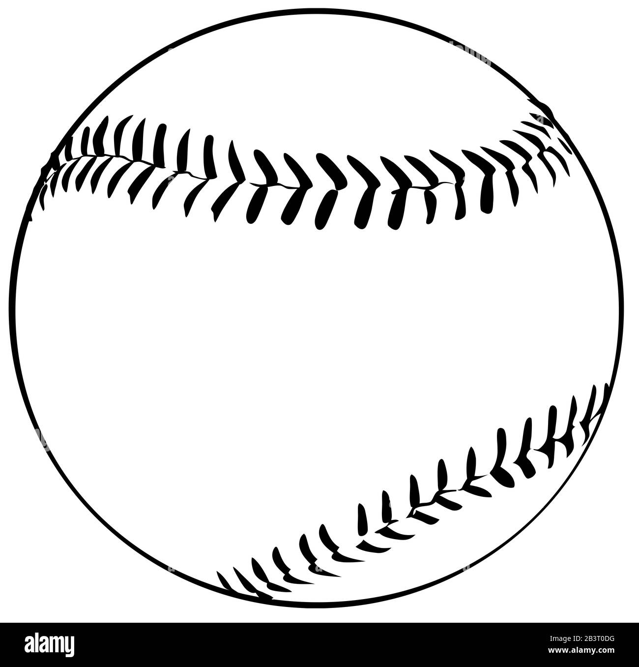 palla di baseball oggetto gioco sport pelle nero bianco illustrazione Foto Stock