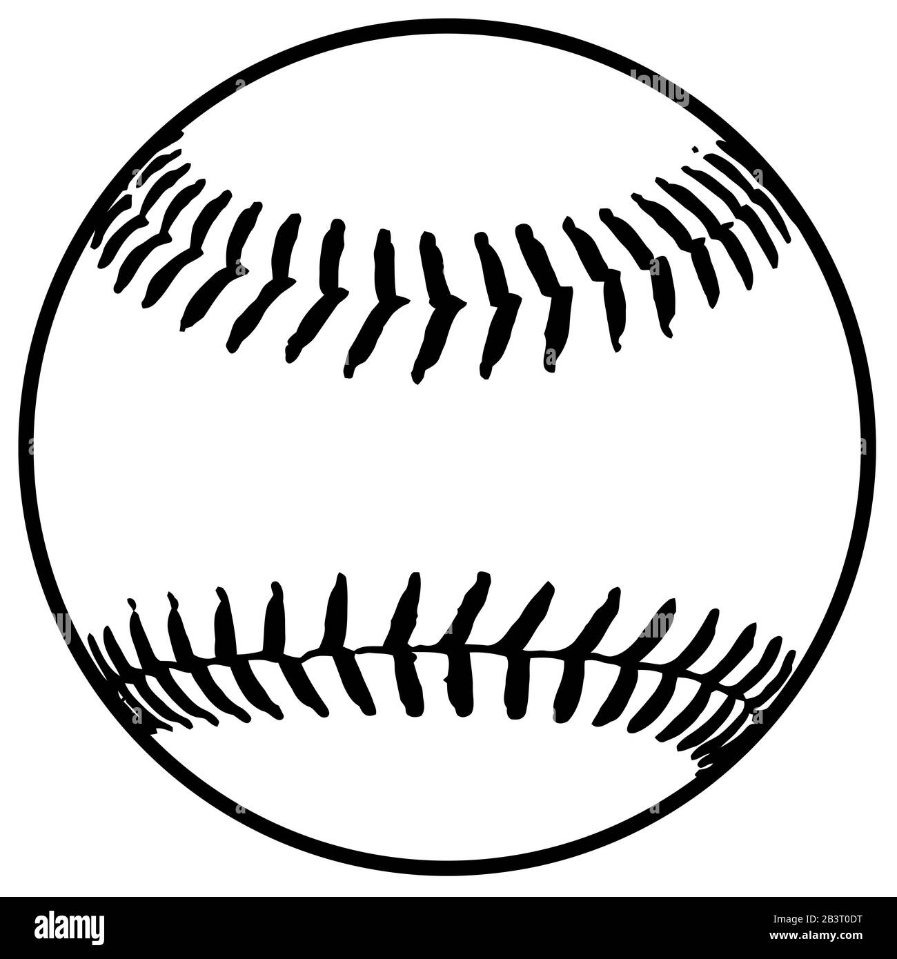 palla di baseball oggetto gioco di sport nero bianco illustrazione Foto Stock