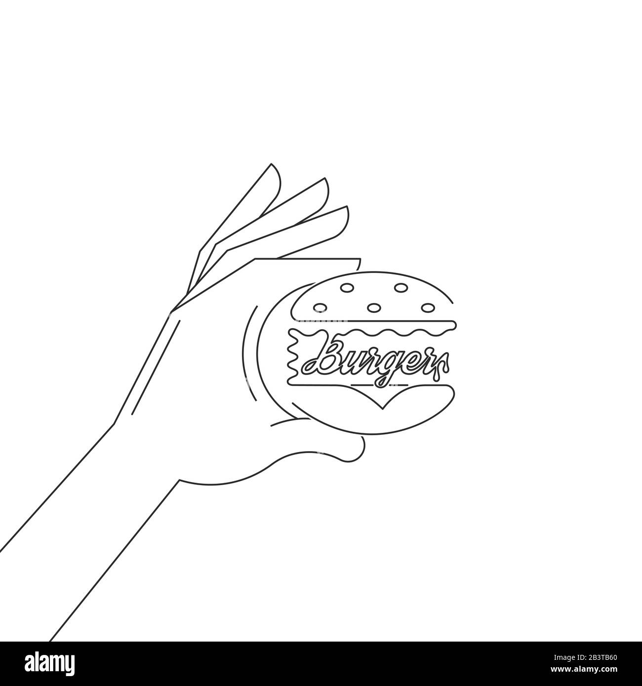 La mano contiene sandwich..Logo in stile lineare.Fast food.Design elemento per caffè, ristorante.illustrazione vettoriale. Illustrazione Vettoriale La mano contiene sandwich..Logo in stile lineare.Fast food.Design elemento per caffè, ristorante.illustrazione vettoriale. Illustrazione Vettoriale