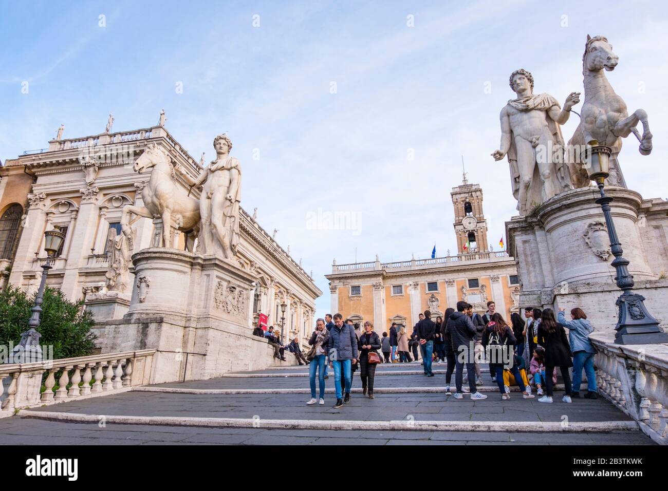 Cordonata Capitolina, passi Cordonata, di Michelangelo, che conduce al Campidoglio, al Campidoglio, Roma, Italia Foto Stock
