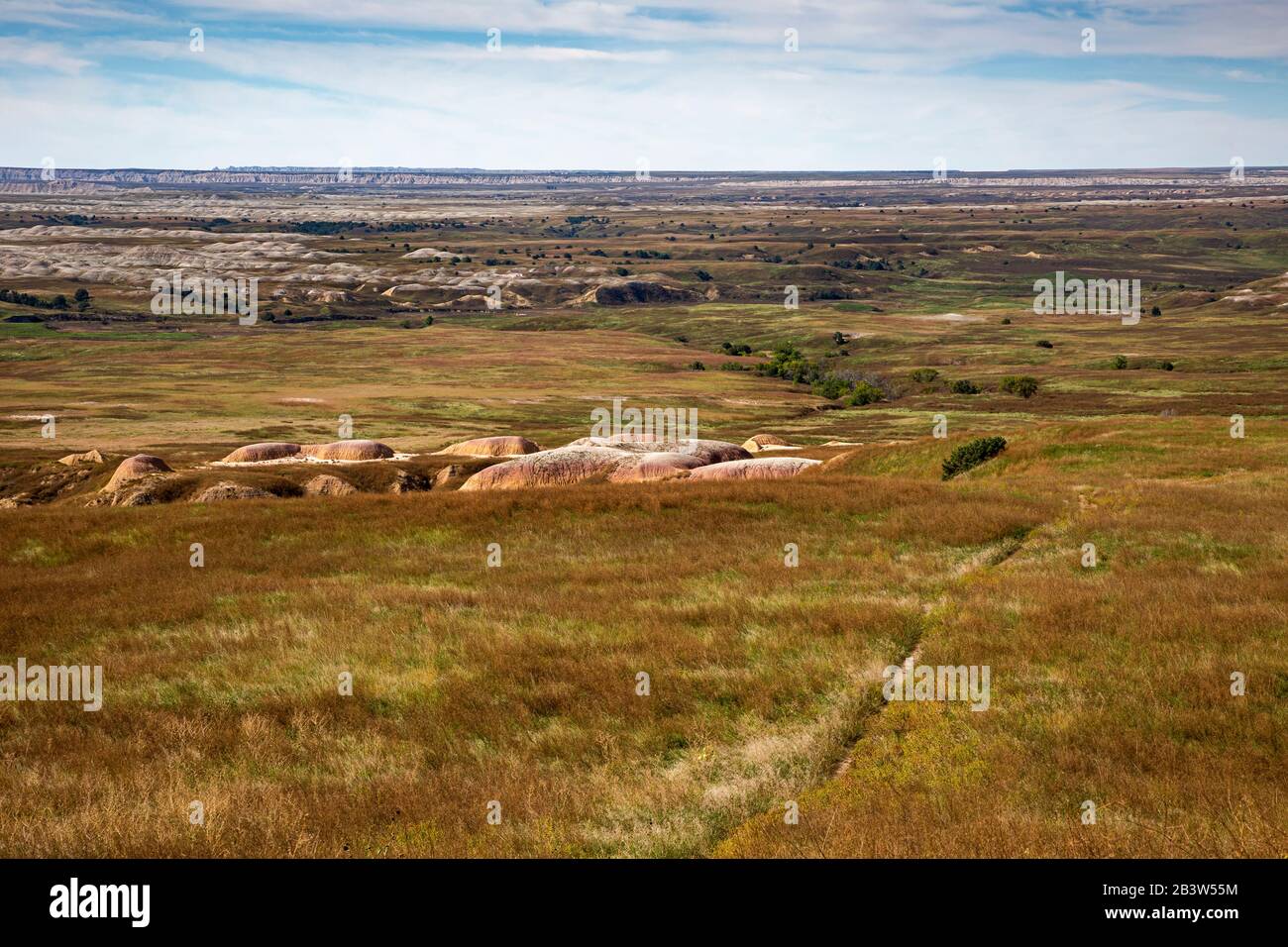 SD00295...SOUTH DAKOTA - Vista della Badlands Wilderness da Sage Creek Basin Si Affaccia nel Badlands National Park. Foto Stock