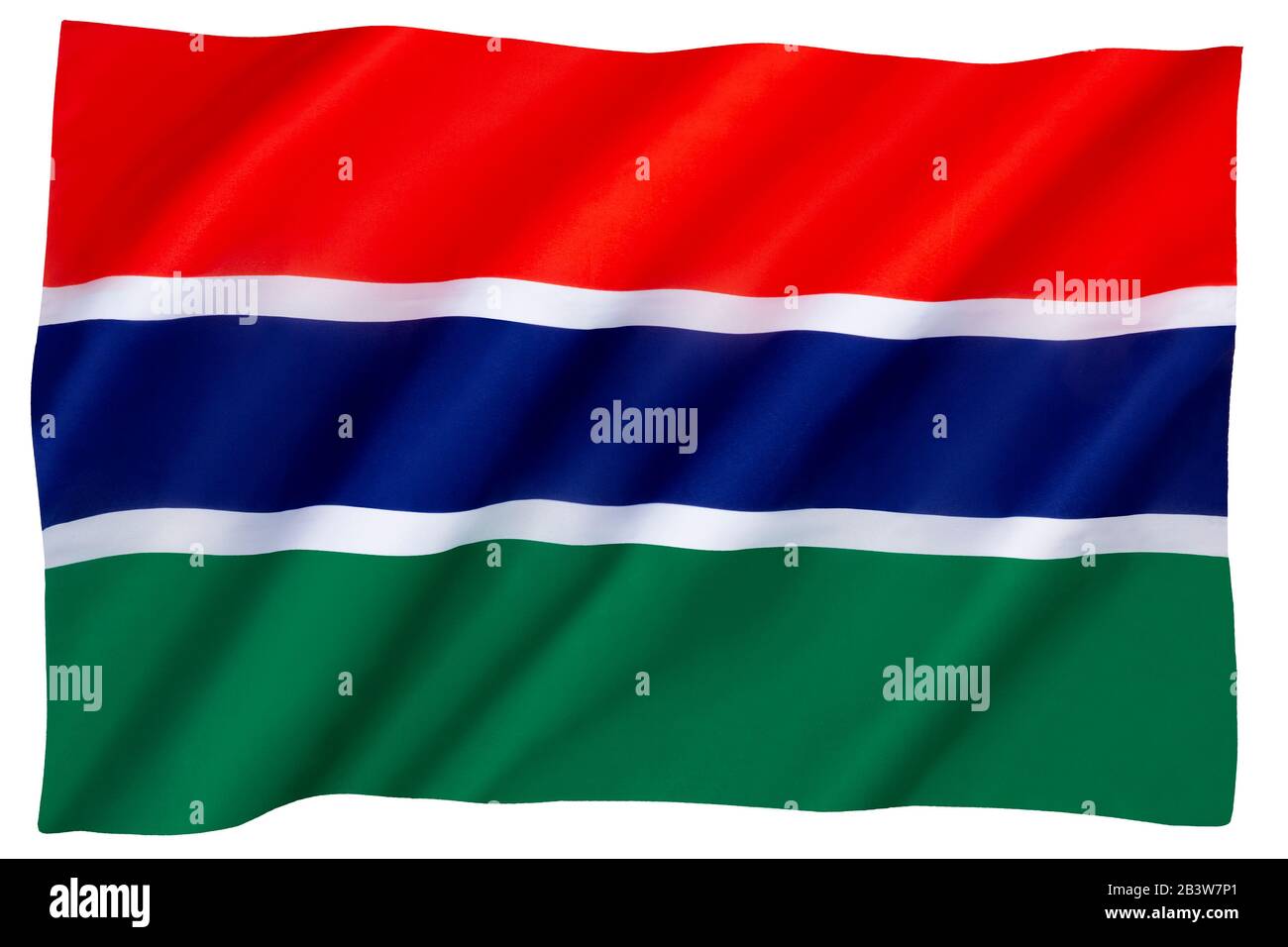 Bandiera nazionale e segno della Gambia - adottato il 18 febbraio 1965. Foto Stock
