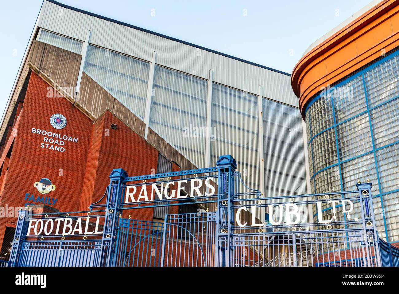 Ingresso allo stadio Ibrox, sede del Rangers Football Club, Govan, Glasgow, Scozia, Regno Unito Foto Stock