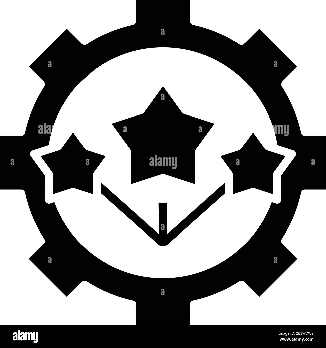 Icona nera del meccanismo a stella, illustrazione concettuale, simbolo piatto vettoriale, simbolo glifo. Illustrazione Vettoriale