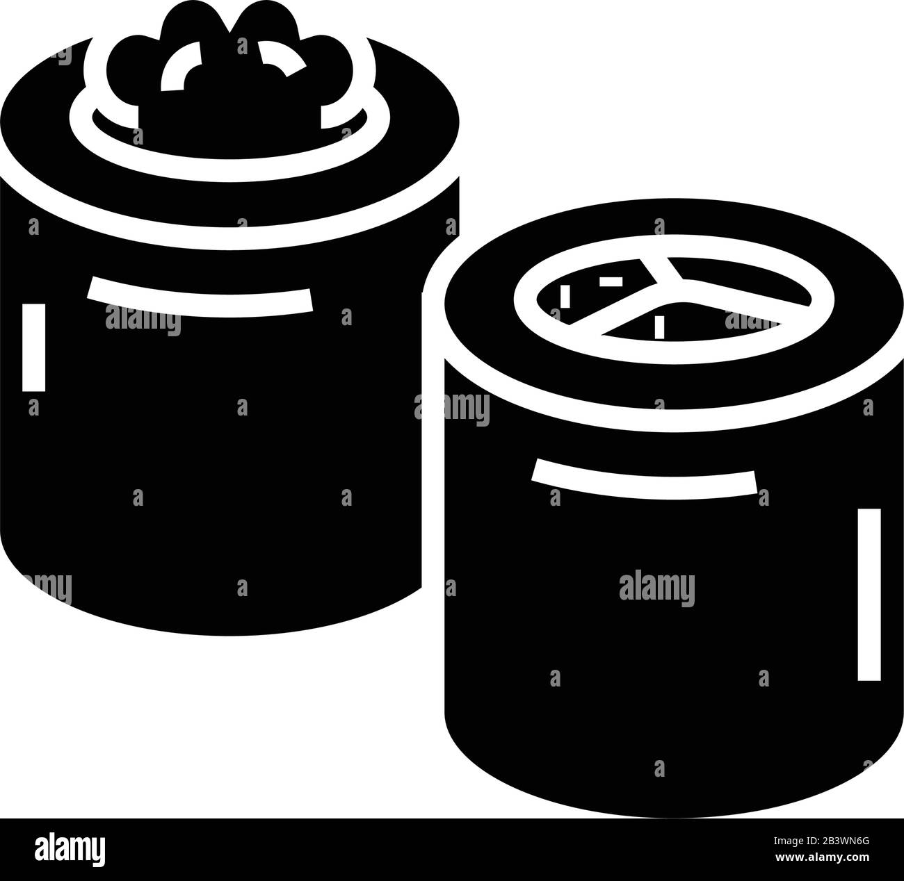 Sushi roll nero icona, concept illustrazione, vettore piatto simbolo, glifo segno. Illustrazione Vettoriale