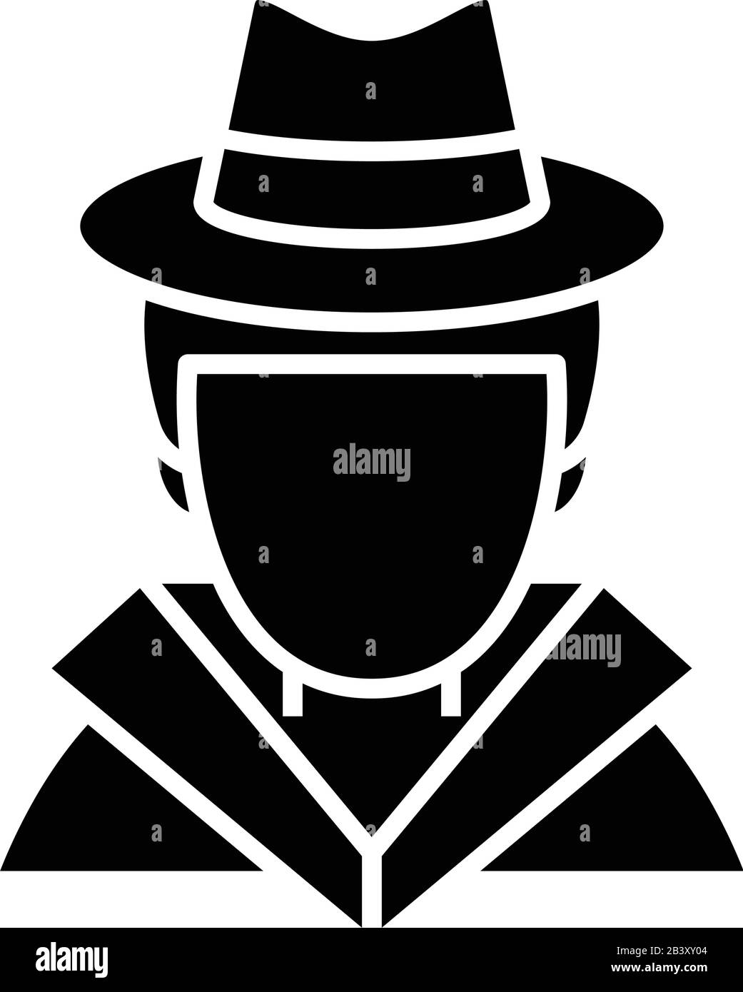 Icona uomo nero grave, illustrazione concettuale, simbolo piatto vettoriale, simbolo glifo. Illustrazione Vettoriale