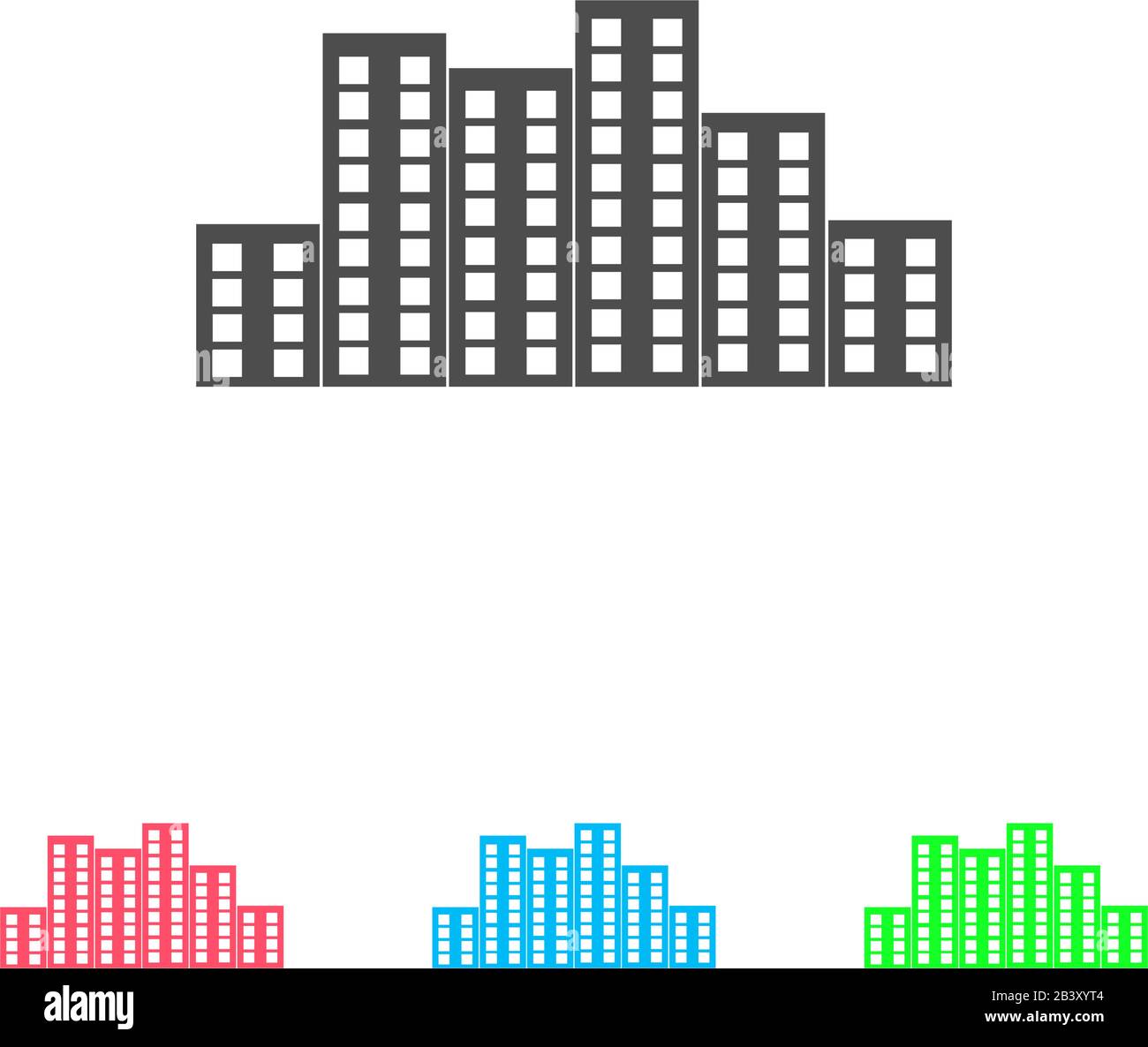 Business center con icona piatta. Pittogramma di colore su sfondo bianco. Simbolo di illustrazione vettoriale e icone bonus Illustrazione Vettoriale